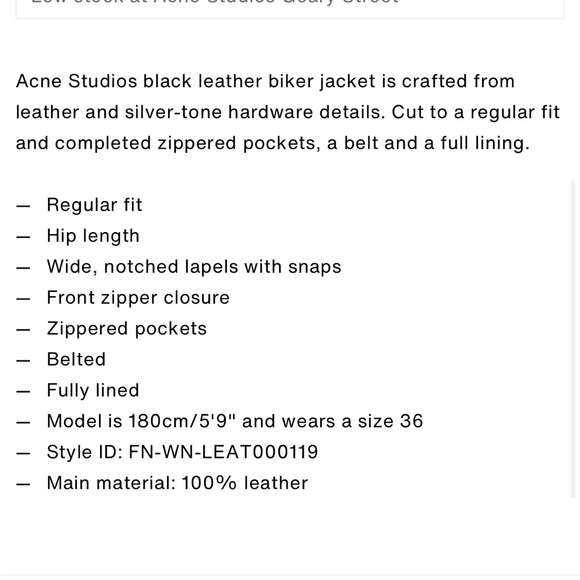 NWT Acne Leather Biker Jacket - Picture 3 of 10